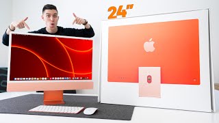 The NEW 24quot iMac UNBOXING and SETUP  ORANGE [upl. by Floeter]