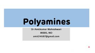 Polyamines Biogenic Amines  NEET PG  Dr Amit Maheshwari [upl. by Millian]