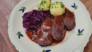 Germany 🇩🇪 how to make Sauerbraten with Potato Dumplings and Red Cabbage [upl. by Cheung]