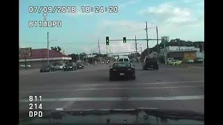 Dashcam Video Decatur Police Car TBones Pickup That Ran Red Light [upl. by Asin]