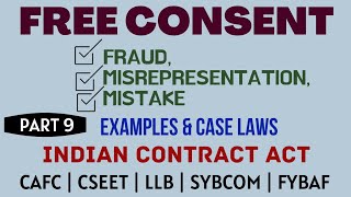 Fraud  Misrepresentation  Mistake  Free Consent  Indian Contract Act  Caselaws  Example [upl. by Manheim200]