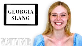 Elle Fanning Teaches You Georgia Slang  Vanity Fair [upl. by Aslehc]