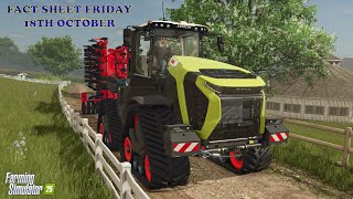 Farming Simulator 25 Fact Sheet Friday 18th October [upl. by Mal]