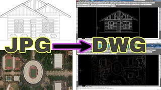 Membuat Gambar Format JPG Menjadi DWG AutoCAD Dengan Cepat [upl. by Enomas243]