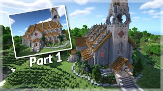 Minecraft How to Build a Medieval Church  Church Tutorial  Part 1 [upl. by Reifel]