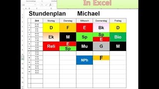 Stundenplan Vorlage in Excel bearbeiten [upl. by Lomaj886]