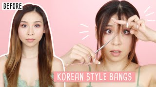 HOW TO Cut Korean Style Bangs with no experience ✂️ [upl. by Aidiruy]