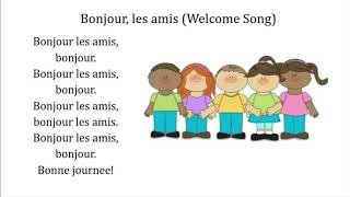 The Welcome Song in French  Bonjour les amis  French Kinder TV [upl. by Allemat717]