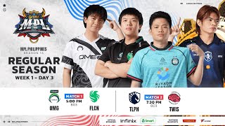 🔴 LIVE  MPL PH S15  FILIPINO  Week 1 Day 3 [upl. by Airekal]