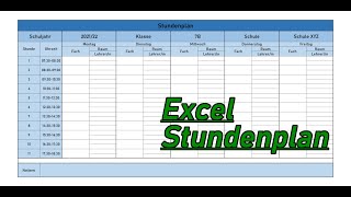 STUNDENPLAN ZUM AUSDRUCKEN  Excel Tutorial für Anfänger [upl. by Ahsied]