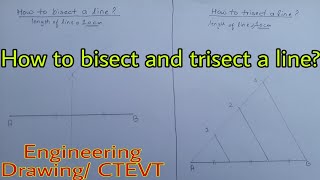 How to Bisect and Trisect a line Engineering Drawing  CTEVT [upl. by Furr214]