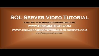 Scalar user defined functions in sql server Part 30 [upl. by Eilsil602]