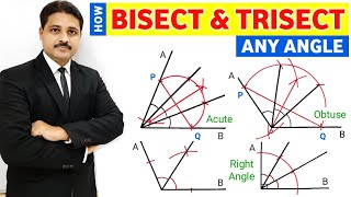 HOW TO BISECT AND TRISECT AN ANGLE  BASIC GEOMETRICAL CONSTRUCTION FOR BEGINNERS [upl. by Owain666]