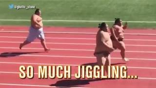 Watch 3 huge sumo wrestlers square off in foot race for the ages [upl. by Anierdna]