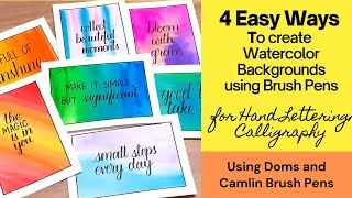 Water Color Background Using Doms and Camlin Brush Pens  4 easy ways  Calligraphy for Beginners [upl. by Neyrb]