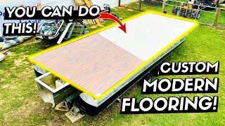 Installing Custom Flooring on my Pontoon Boat Rebuild  Episode 4 [upl. by Ahsienom]