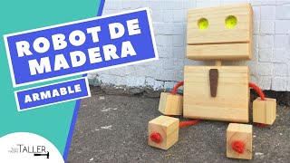 Cómo hacer un ROBOT DE MADERA 🤖  wooden robot DIY homemade toy [upl. by Annocahs]