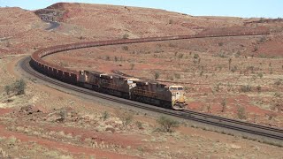 Massive Rio Tinto Iron Ore Trains tackle the Chichester Range [upl. by Sihtam89]