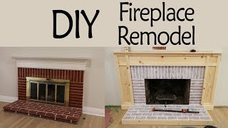 DIY Fireplace Remodel Pt 1 Whitewashing Brick amp Custom Surround [upl. by Ebanreb]