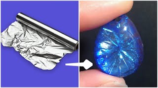 DIY Epoxy Resin Jewelry Ideas using ALUMINIUM FOIL  Resin Craft Hack You Should Try [upl. by Nav]