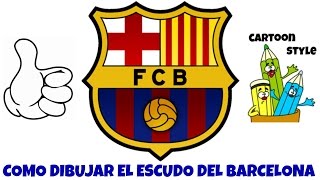 Como Dibujar el Escudo del Barcelona  How to Draw the Barcelona Logo  Cartoon Style [upl. by Bocock361]