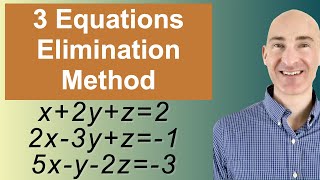 Solving Systems of 3 Equations Elimination [upl. by Araed28]