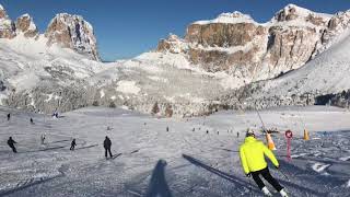 Canazei Belvedere ski area Val di Fassa Dolomiti Italy Sellaronda [upl. by Ezitram652]