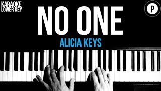 Alicia Keys  No One Karaoke SLOWER Acoustic Piano Instrumental Cover Lyrics LOWER KEY [upl. by Rosco]