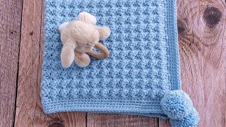 How to Crochet a Baby Blanket for Beginners Super EASY amp QUICK Only 1 row to repeat [upl. by Selima]