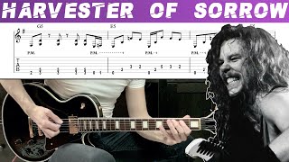 METALLICA  HARVESTER OF SORROW Guitar cover with TAB  Lesson [upl. by Leban]