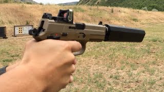 FN FNP 45 Tactical Silencerco Osprey Suppressor Trijicon RMR Wet vs Dry Suppressor Test [upl. by Haret]