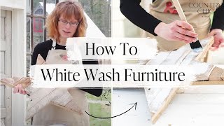 How To Whitewash Furniture  Step by Step DIY Tutorial [upl. by Aihsenek]