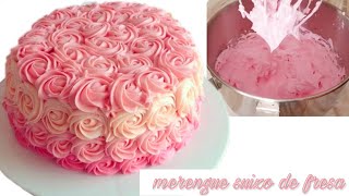 💖MERENGUE SUIZO DE FRESAPARA DECORAR PASTELESPARA PRINCIPIANTES 😘👍 [upl. by Tihor]