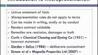 Misrepresentation Lecture 1 of 4 [upl. by Netsruk62]