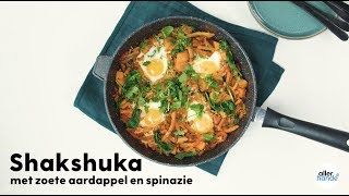 Shakshuka met zoete aardappel en spinazie  Recept  Allerhande [upl. by Llerihs]