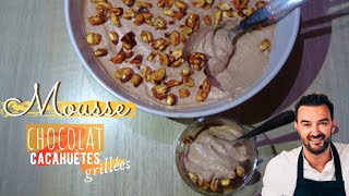 Mousse chocolat  cacahuètes SANS OEUFS de Cyril Lignac  Léa cooking [upl. by Ardnalac564]