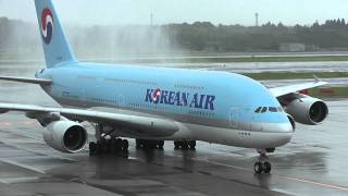 Korean Air Airbus A380 HL7611 1st Flight Landing at Narita Airport 34L  NRTRJAA [upl. by Yancy642]