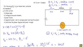 AC Circuit Example 4 Series RLC Circuit [upl. by Rothberg]