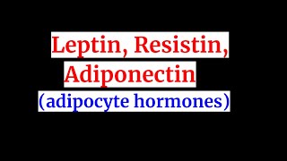 Leptin Adiponectin resistinadipocyte hormones [upl. by Coussoule854]