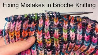 Knitting Tutorial Fixing mistakes in brioche knitting [upl. by Oniuqa]