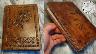 Making a Handtooled Leather Journal Cover  Leatherworking [upl. by Ecirtnahc]