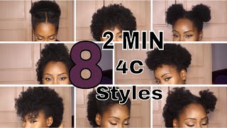 8 SUPER QUICK HAIRSTYLES ON SHORT 4C HAIR [upl. by Damha]