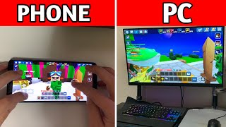 PHONE vs PC in BedWars Real Life Blockman Go [upl. by Woodruff]