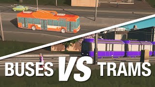 Buses VS Trams  When and How to use them in Cities Skylines [upl. by Atiuqcir]