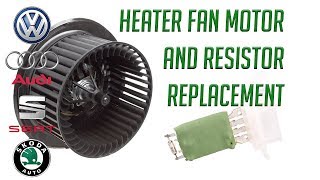 How To replace fan blower heater motor and resistor Volkswagen VW [upl. by Jemy796]