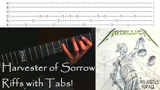 How to play Harvester Of Sorrow Riffs wTabs  Metallica [upl. by Dlaniger]