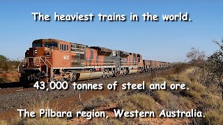 BHP Iron Ore trains heaviest in the world Pilbara Western Australia [upl. by Ettevi649]