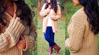 Free Crochet Cardigan Pattern for Beginners Comfy Cozy Cardigan [upl. by Ellinehc]