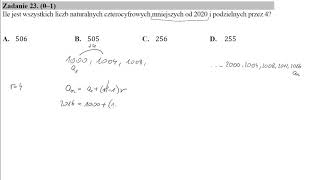 23 Ile jest wszystkich liczb naturalnych czterocyfrowych mniejszych od 2020 i podzielnych przez 4 [upl. by Naxor]