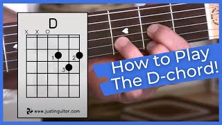 Super Easy First Guitar Lesson  Guitar Lessons For Beginners  Stage 1  The D Chord [upl. by Llenna]